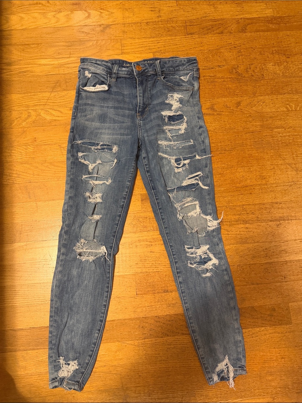 American Eagle Outfitters Distressed Blue Skinny Jeans